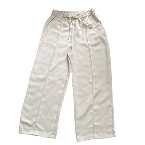 Zara Cream Wide-Leg Drawstring Pants